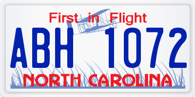 NC license plate ABH1072