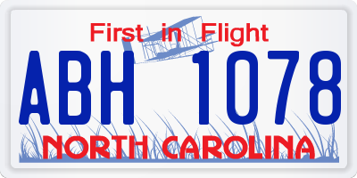 NC license plate ABH1078