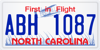 NC license plate ABH1087