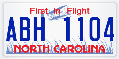 NC license plate ABH1104