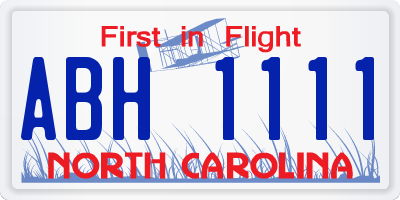 NC license plate ABH1111