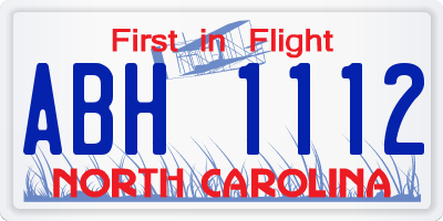 NC license plate ABH1112