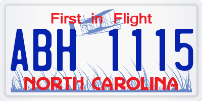 NC license plate ABH1115