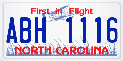 NC license plate ABH1116