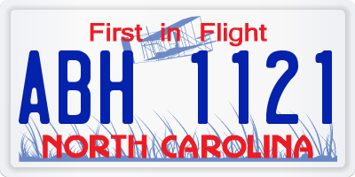 NC license plate ABH1121