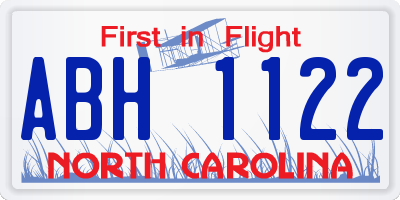 NC license plate ABH1122