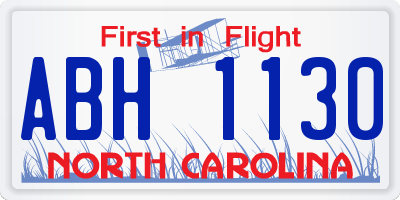 NC license plate ABH1130