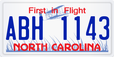 NC license plate ABH1143