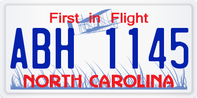 NC license plate ABH1145