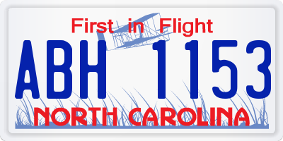NC license plate ABH1153