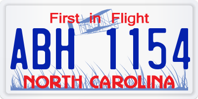 NC license plate ABH1154