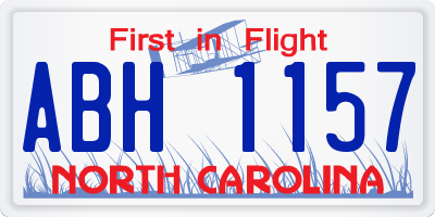 NC license plate ABH1157