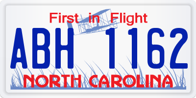 NC license plate ABH1162