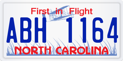 NC license plate ABH1164