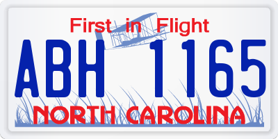 NC license plate ABH1165