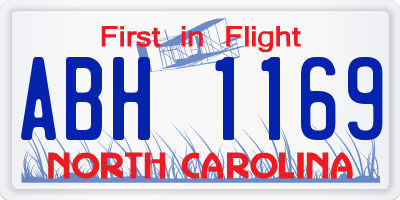 NC license plate ABH1169