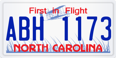 NC license plate ABH1173