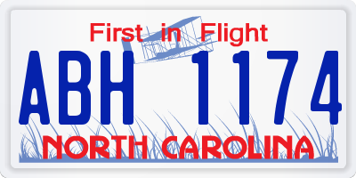 NC license plate ABH1174