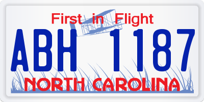 NC license plate ABH1187