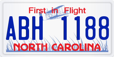 NC license plate ABH1188