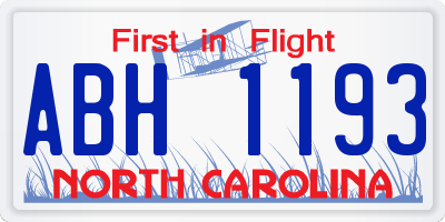 NC license plate ABH1193