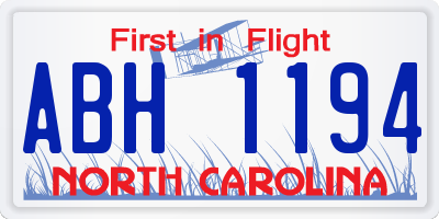 NC license plate ABH1194