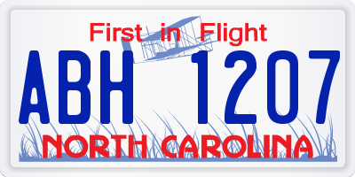 NC license plate ABH1207