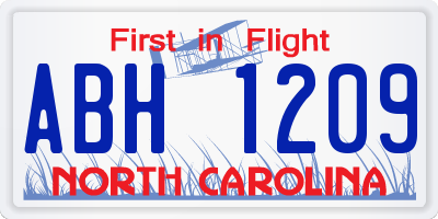NC license plate ABH1209