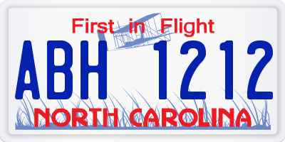 NC license plate ABH1212