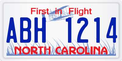 NC license plate ABH1214