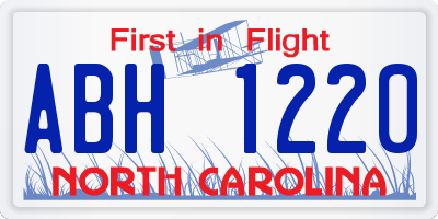 NC license plate ABH1220