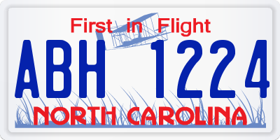 NC license plate ABH1224