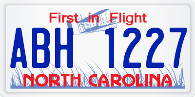 NC license plate ABH1227