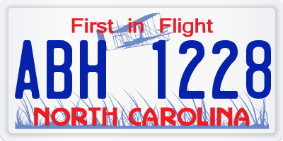 NC license plate ABH1228