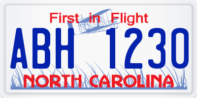 NC license plate ABH1230