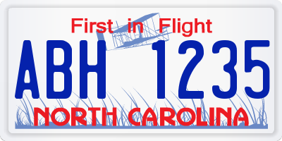 NC license plate ABH1235