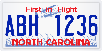 NC license plate ABH1236