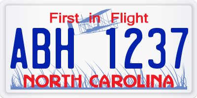 NC license plate ABH1237