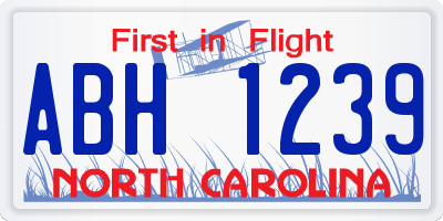 NC license plate ABH1239