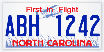 NC license plate ABH1242