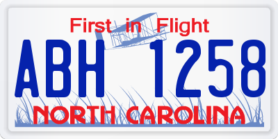 NC license plate ABH1258