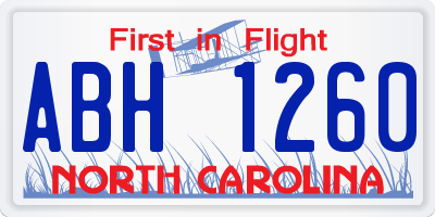 NC license plate ABH1260