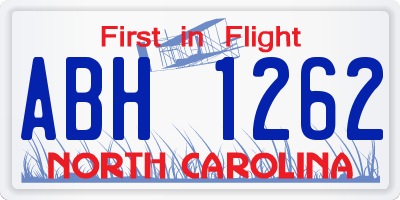NC license plate ABH1262