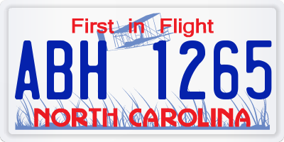 NC license plate ABH1265