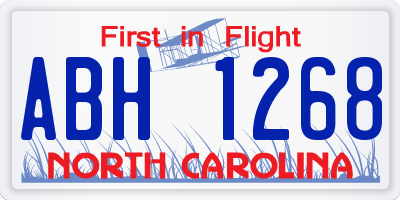 NC license plate ABH1268