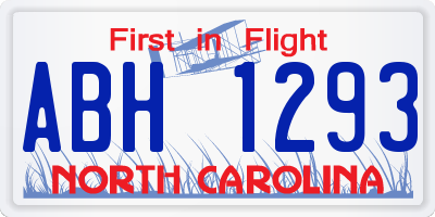 NC license plate ABH1293