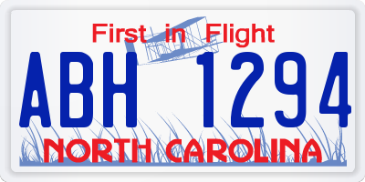 NC license plate ABH1294