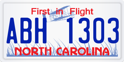 NC license plate ABH1303