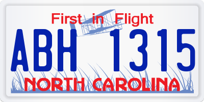 NC license plate ABH1315