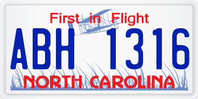 NC license plate ABH1316